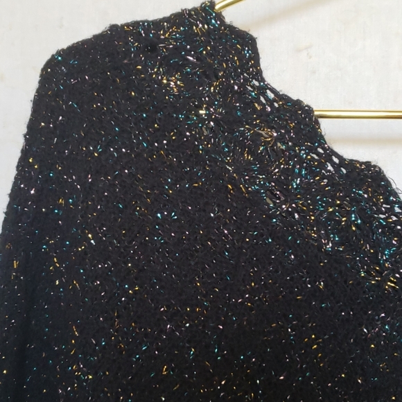 Vintage 80's S/M black rainbow sparkle sweater - Picture 2 of 6